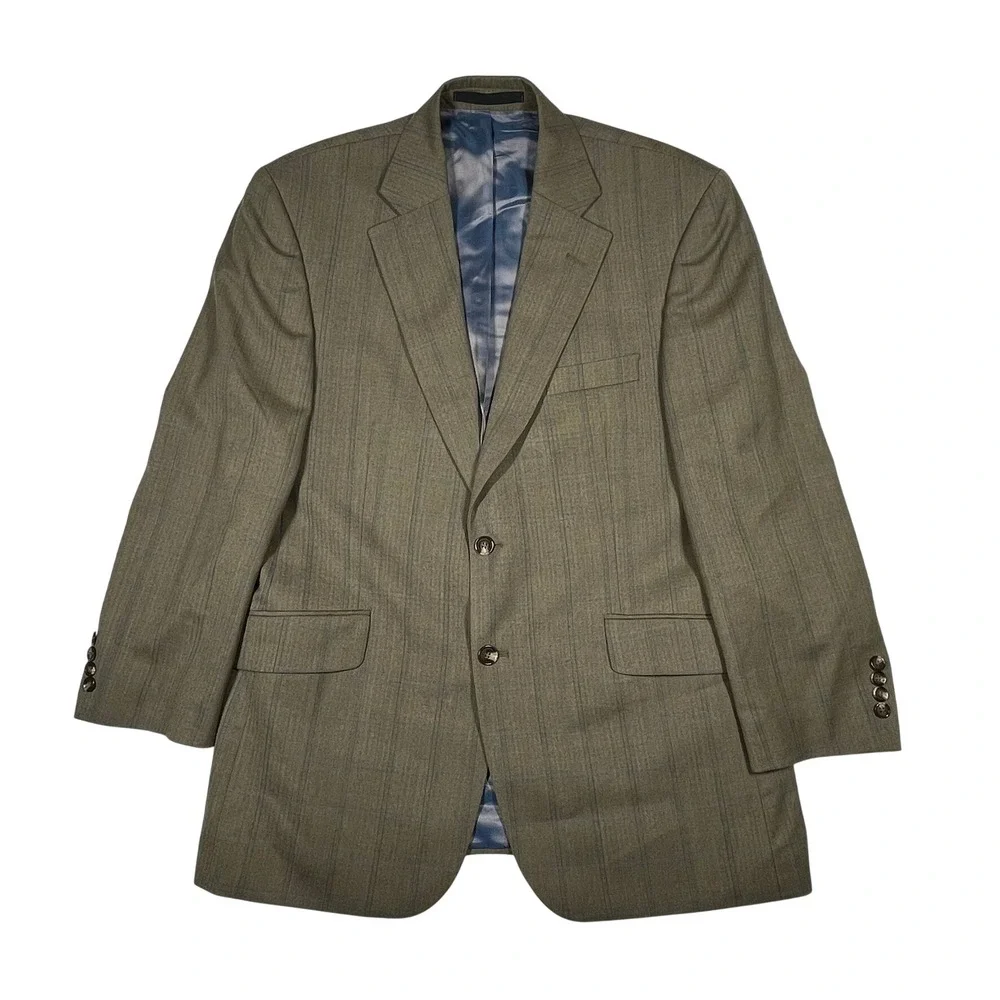 Marks & Spencer‎ Wool Two-Button Blazer Mens 42 Med Camel Herringbone Windowpane